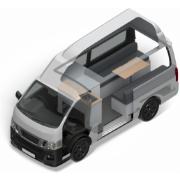 Certified self-contained for up to 3 people. With a convertible sleeping space, on-board kitchenette and built in fixed toilet. Room to stand-up inside, features a second bed in the roof-space that can be pulled out to accomodate a third person up to 80kgs.